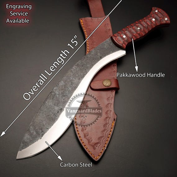 Hand Forged Kukri knife with sheath | Bushcraft Kukri knife | Hunting knife | Custom knife | Camping knife | Outdoors : Gift for Him/Her