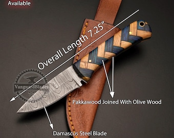 Handmade Damascus Steel HUNTING SKINNER KNIFE With Leather Sheath Best Birthday Gift For Dad Anniversary Gift for Husband Camping tool