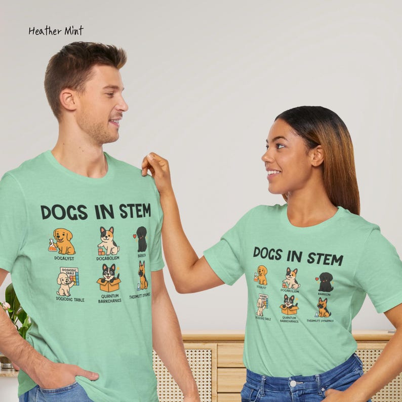 Funny STEM teacher shirt with science dog illustration