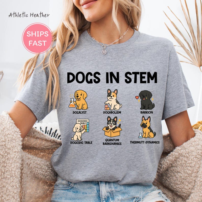 Funny STEM teacher shirt with science dog illustration