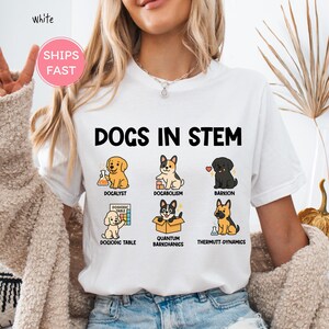 Funny STEM teacher shirt with science dog illustration