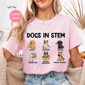 Funny STEM teacher shirt with science dog illustration