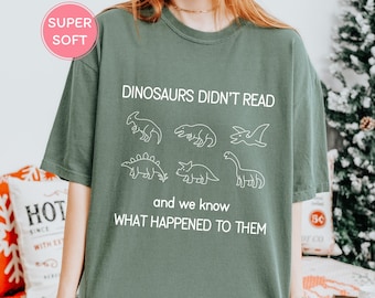 Dinosaurier Lese Shirt: Lustiges Bücherwurm Komfort Farben T-Shirt