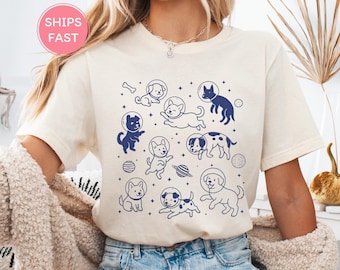 Dogs in Space T-Shirt: Funny Astronaut Dog Graphic Tee