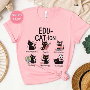 Funny Cat Pun Teacher Shirt: EduCATion Back to School Tee