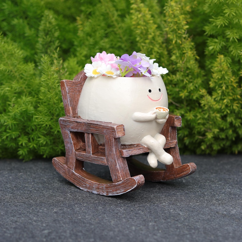 Cute Resin Planter,rocking Chair Vase,double Bench Reading Planter ...
