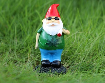 Gartenzwerg Outdoor Statue Figur, Rauchen Sonnenbrille Gnom für Fairy Garten, Hausgarten Gnome Decor, Fun Garten Ornament Geschenk für Ihn