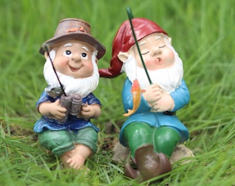 Gnomo De Jardín Pesca Con Caña Y Pez – 23 Cm – Original Regalo Para Amantes De La Naturaleza