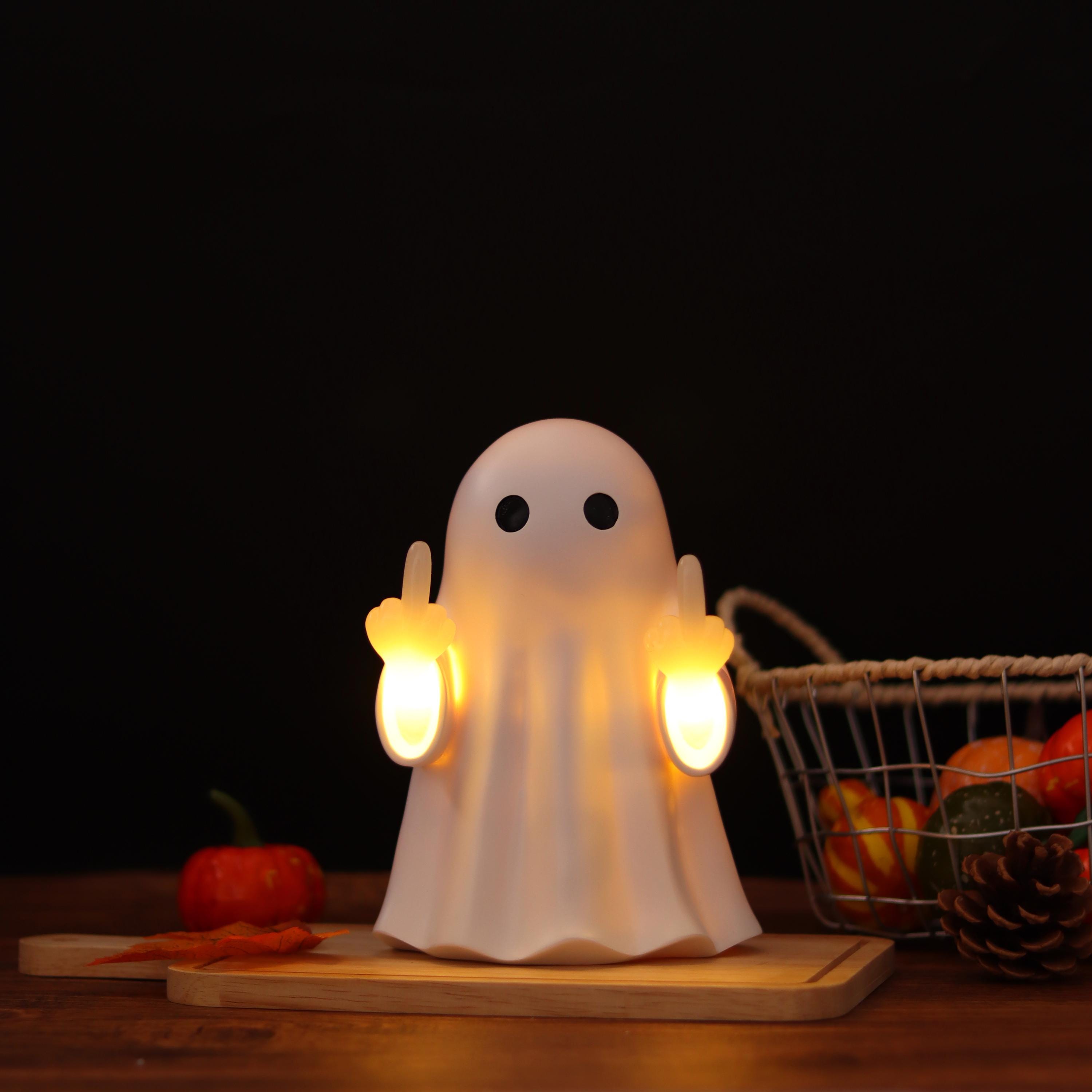 【かるび】矢入幸一　White Ghost Aroma Ornament Funny Ghost Middle Finger LED Lamp,halloween Cute Edgy Ghost