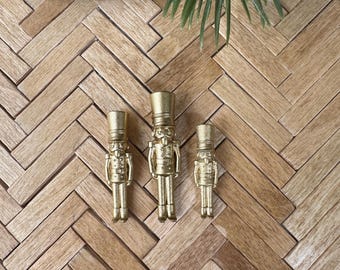 Dollhouse Nutcracker Soldiers Set of 3 | 1:12 Scale Miniature Gold Toy Soldiers | Varying Heights Christmas Decor