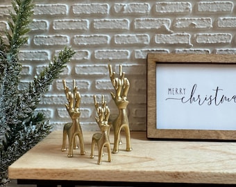 Dollhouse Deer Set of 3 | 1:12 Scale Miniature Winter Decor | Black or Gold Christmas Figurines | Woodland Dollhouse Gift