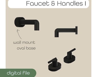 Rubinetto ovale moderno per casa delle bambole, file STL / Accessori per bagno in scala 1:12 / Rubinetto e maniglia a parete / Download stampabile in 3D