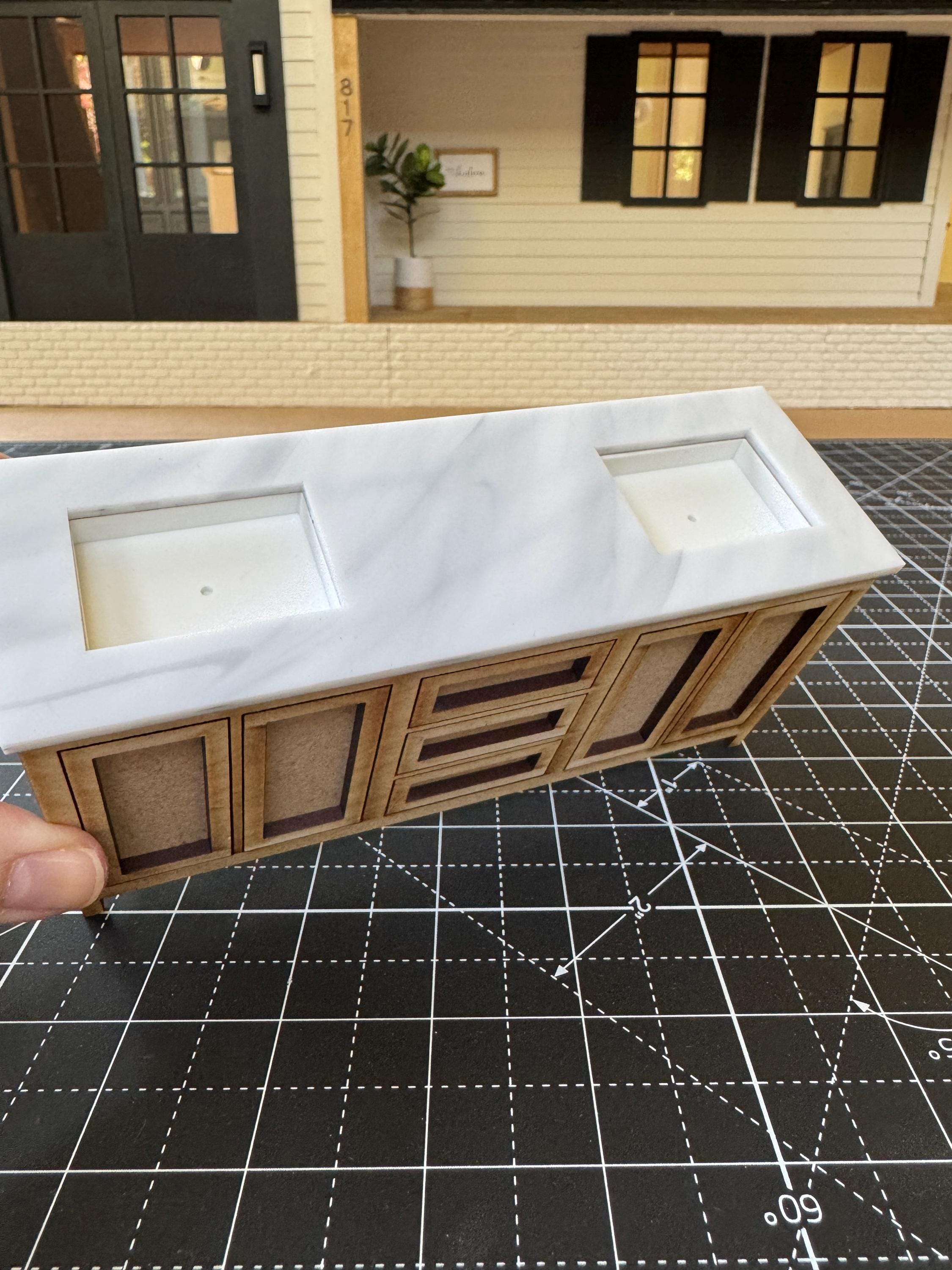 Restroom Scale Model Kit DIY Kit Bathroom Cabinet Miniature in 1:12 Scale | Sink and Acrylic ...