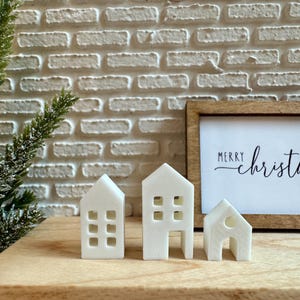 Miniature Winter Village Houses | Set of 3 | 1:12 scale