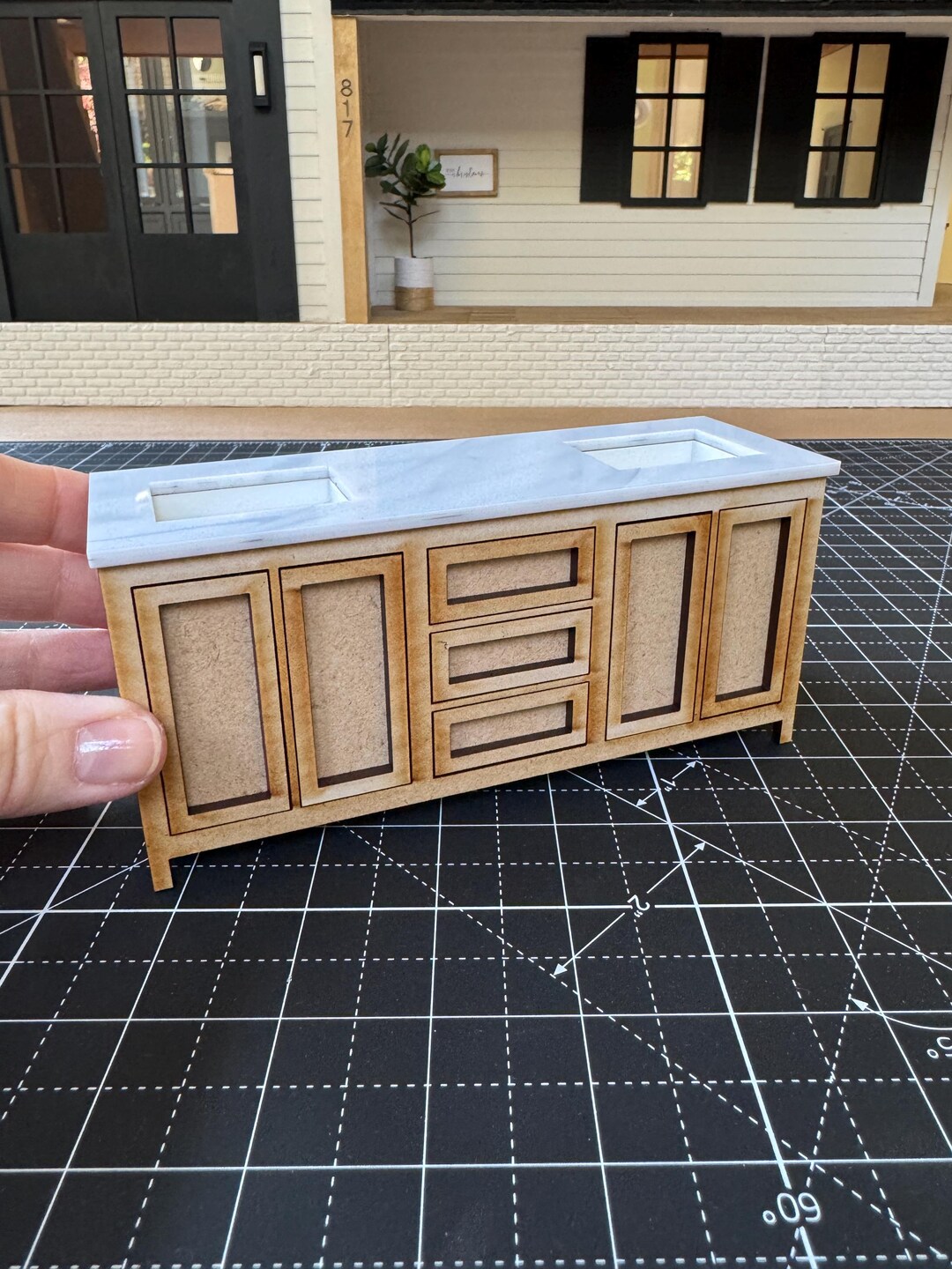 Restroom Scale Model Kit DIY Kit Bathroom Cabinet Miniature in 1:12 Scale | Sink and Acrylic ...