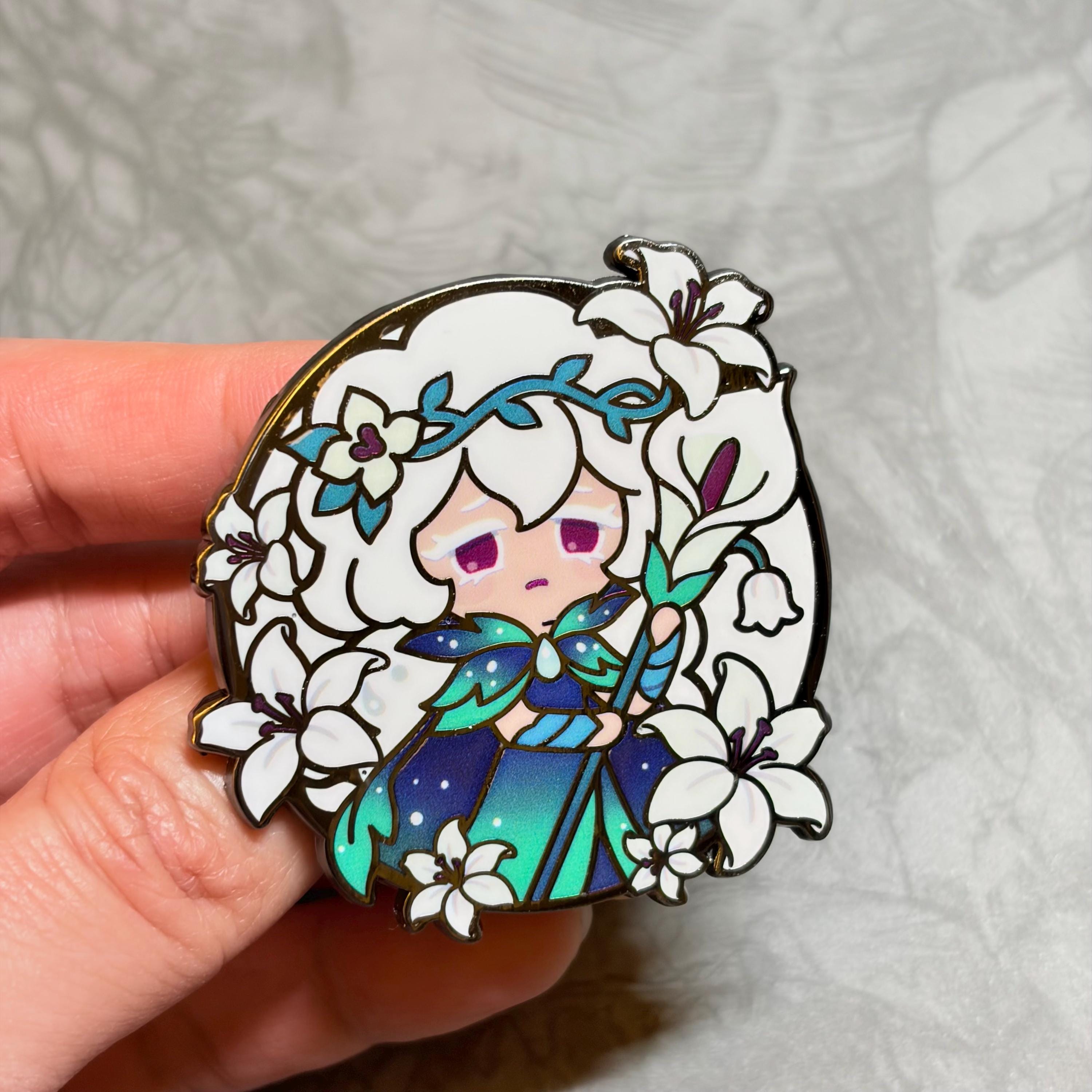White Lily Cookie Kingdom Enamel Pin, Video Game Cookie Run Kingdom Pin ...