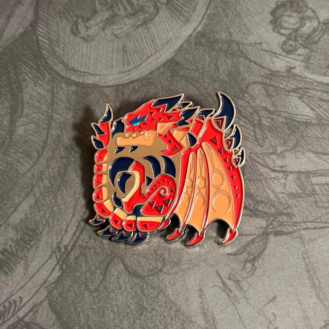 Monster Hunter Red Dragon Inspired Pin, Video Game Inspired Pin, Fandom ...