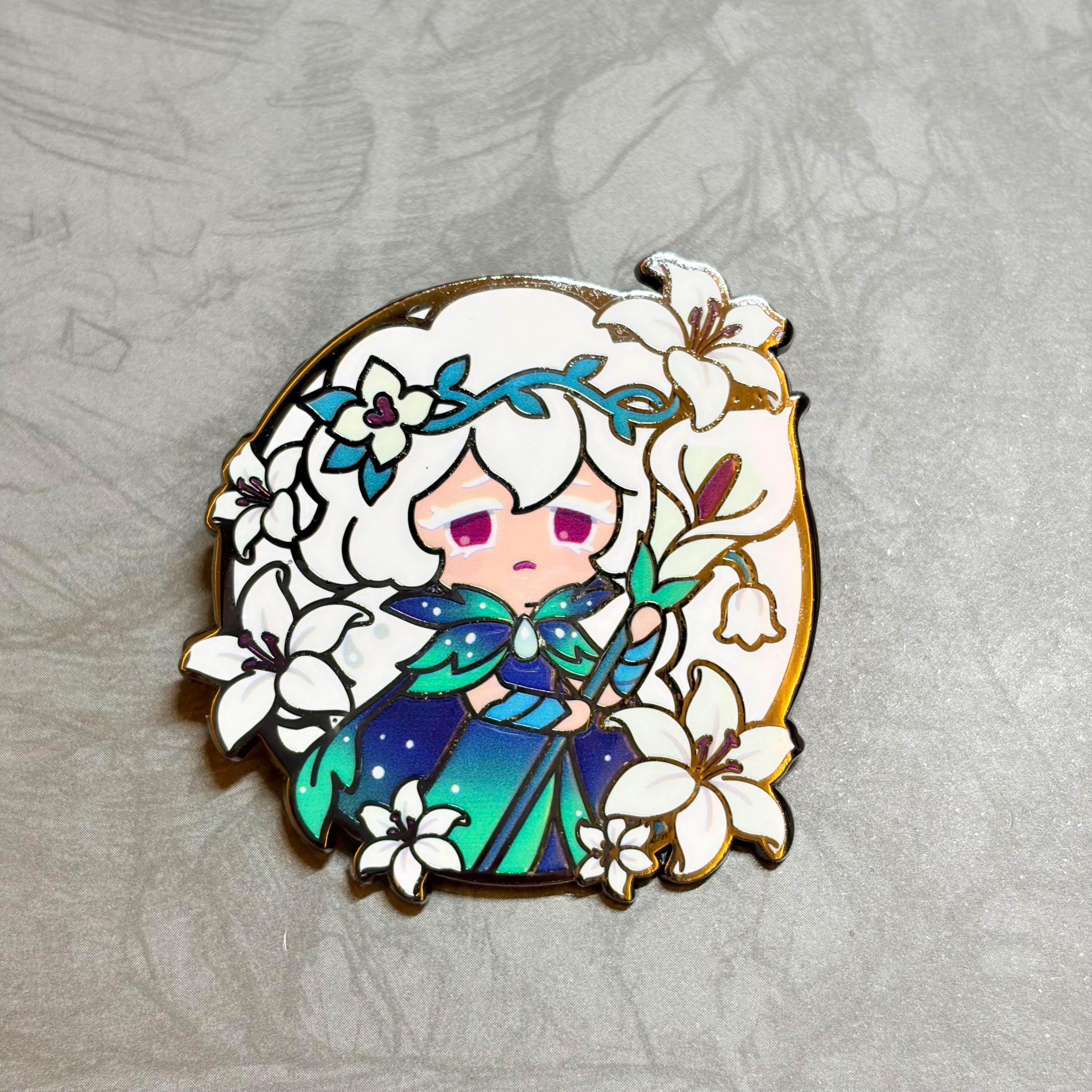 White Lily Cookie Kingdom Enamel Pin, Video Game Cookie Run Kingdom Pin ...