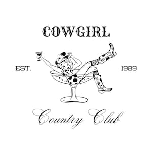 Cowgirl Country Club Graphic | Arquivos SVG, PNG | Arquivo Cricut Cut | Download instantâneo de alta qualidade para camisetas, canecas, copos e muito mais