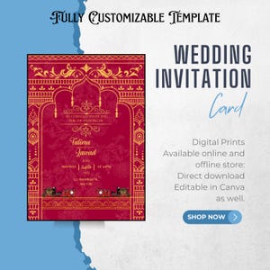 Invito a nozze culturale: festeggia con stile, biglietti d'invito personalizzabili per il tuo evento speciale. File digitale disponibile.