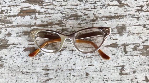 Eye Glasses, Vintage, Aluminum Frame, Cat Eye