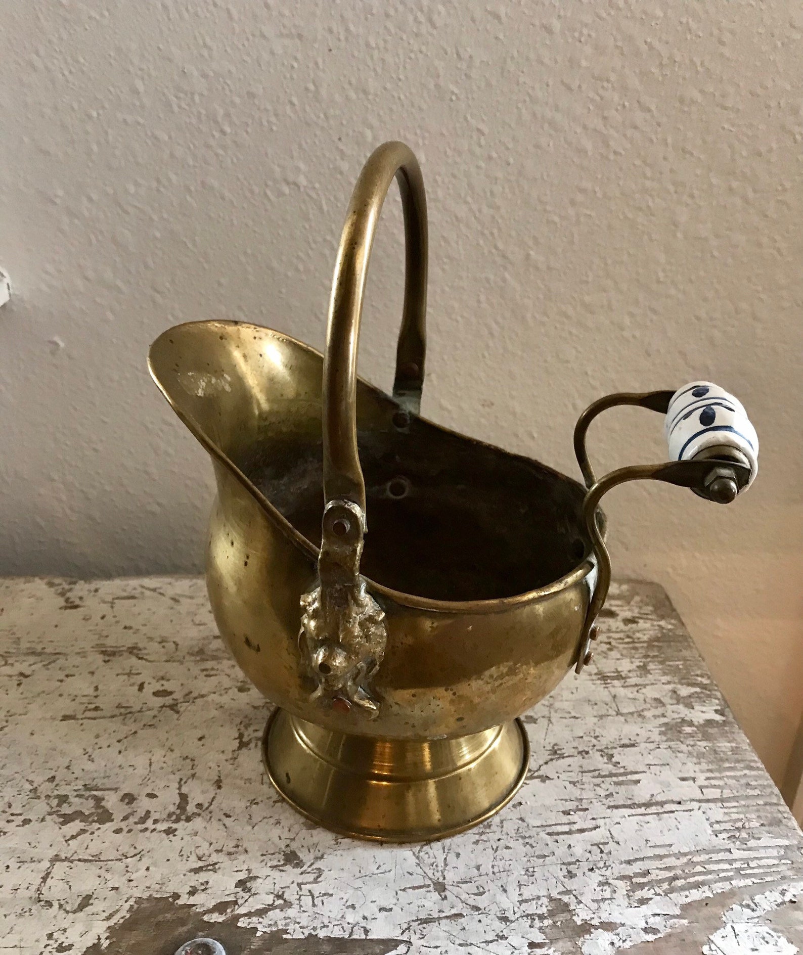Vintage Brass Coal Bucket Ash Bucket Coal Scuttle White and Etsy