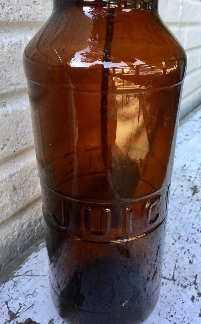 Vintage Amber Glass Juice Water Refrigerator Bottle/ Etsy