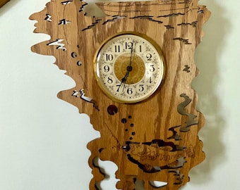 Reloj de pared de madera, reloj con temática de pescadores, reloj de madera hecho a mano