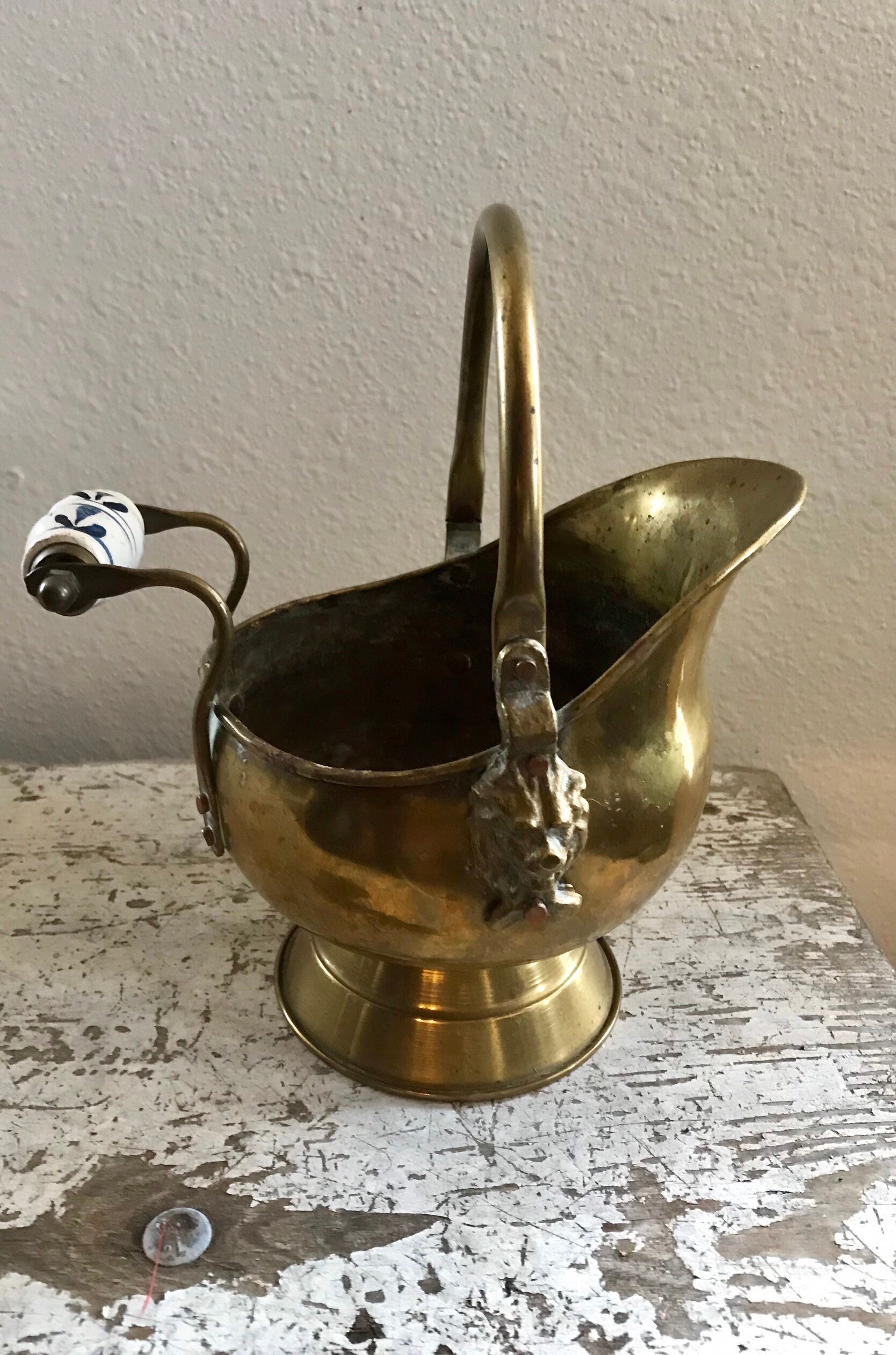 Vintage Brass Coal Bucket Ash Bucket Coal Scuttle White and Etsy UK
