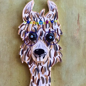 Llama, Folk Art, Coastal Decor, Llama Art, Assemblage Art, Found Object Art, Boho, Hand Painted, Llama, Darma the Llama