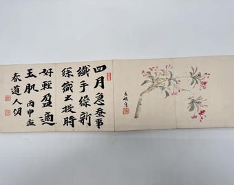 Antique Japanese Booklet – Ink Paintings and Calligraphy Japan traditional book