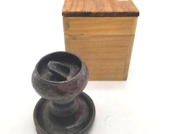 Antique Seto Ware Rust-Red Ceramic Candlestick Holder