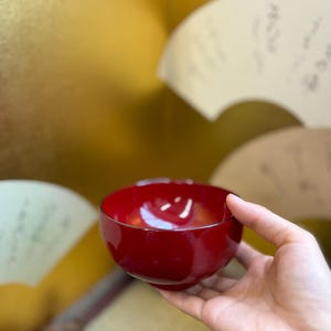 Japanese Antique - Aizu Lacquer Red and Black Couple Bowls Set - Housewarming gift | Birthday gift