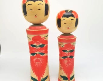 大内こけし：漆塗り木製ひな人形ペア - Etsy 日本