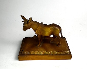 Vintage Resin Little Donkey Letter Holder - Cute Horse Wood Effect Paper Holder, Vintage Desk Decor, Mexican Donkey Letter Holder