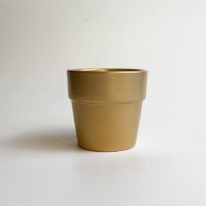 Maceta de cerámica dorada vintage - Maceta pequeña en tono dorado, fabricada en Alemania, cerámica alemana, maceta brillante en tono dorado