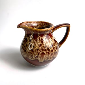 Vintage Fosters Pottery Cornish Small Ceramic Jug - 1970s Small Creamer Jug, Brown Lava Glaze Cornwall Made in England MCM Mid Century Brown