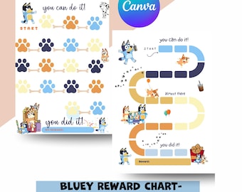 Editable Bluey Reward Chart | Printable Behavior Tracker | Kids Routine Chart | Bilingual Option | Instant Download PDF