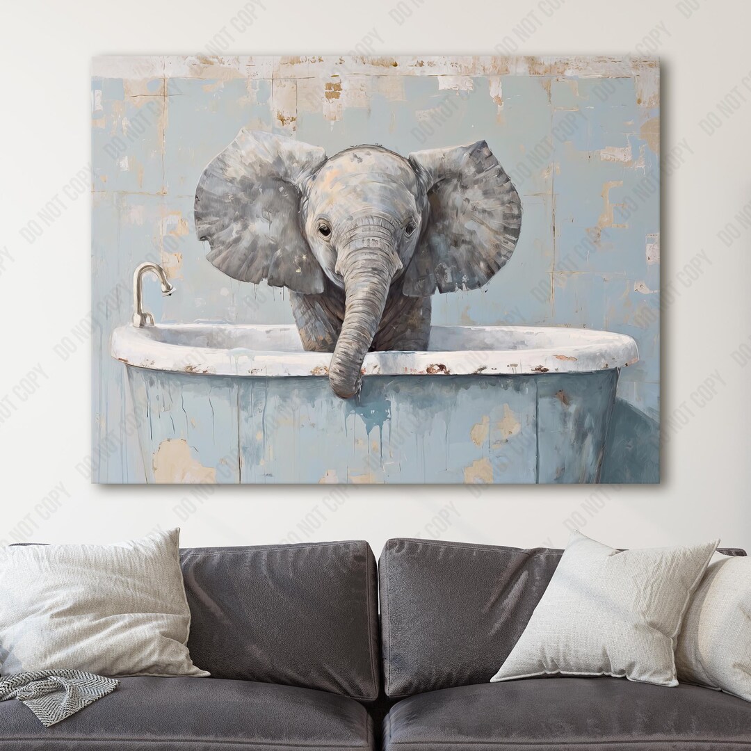 Elephant in the Bathtub | Canvas Wall Art Print | Iconic Posters Prints ...