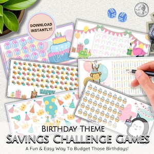 Birthday Savings Challenge Bundle, A6 Wallet Inserts (Digital Download)