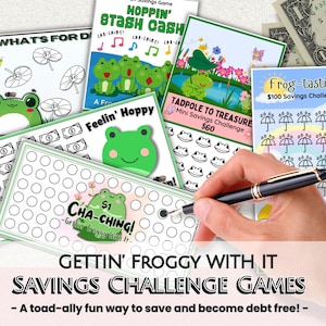 Frog Savings Challenge Games Bundle, A6 Cash Stuffing Wallet (Digital Download)