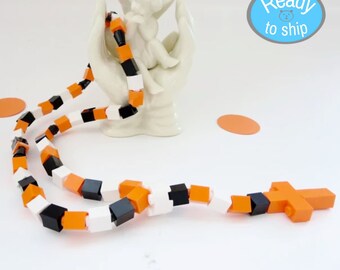 Rosary Made with LEGO®  Bricks -  Orange, White and Black Catholic Child Rosary