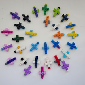 Primary Color Cross Made with LEGO® Bricks Building Blocks Cross Pendant With Chain First Holy Communion Easter Gift image 5