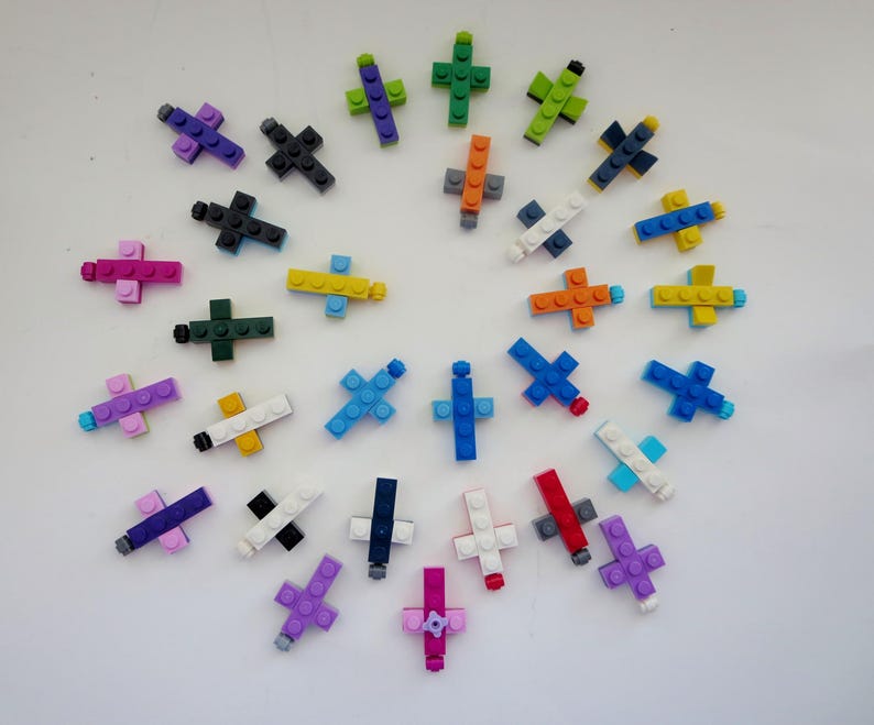 Primary Color Cross Made with LEGO® Bricks Building Blocks Cross Pendant With Chain First Holy Communion Easter Gift image 5