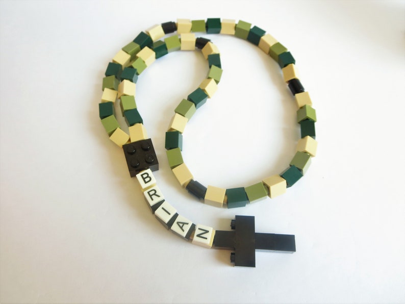 Personalized Camouflage Rosary Made With Lego Bricks First Communion, Baptism, Confirmation Gift image 6