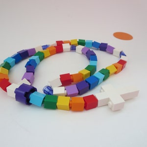 Colorful Rosary Made with Lego Bricks Rainbow Boy or Girl Catholic Rosary made of Lego Bricks All colors of the Rainbow image 5