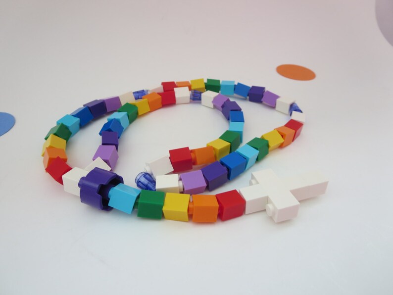 Colorful Rosary Made with Lego Bricks Rainbow Boy or Girl Catholic Rosary made of Lego Bricks All colors of the Rainbow image 5