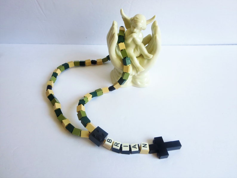 Personalized Camouflage Rosary Made With Lego Bricks First Communion, Baptism, Confirmation Gift image 2