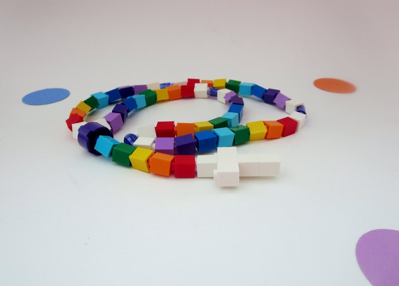 Colorful Rosary Made with Lego Bricks Rainbow Boy or Girl Catholic Rosary made of Lego Bricks All colors of the Rainbow image 4