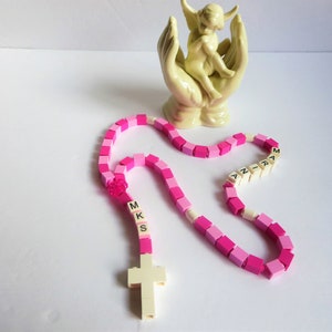 Personalized Pink & Purple Rosary Made With Lego Bricks First Communion, Baptism, Confirmation Gift image 6